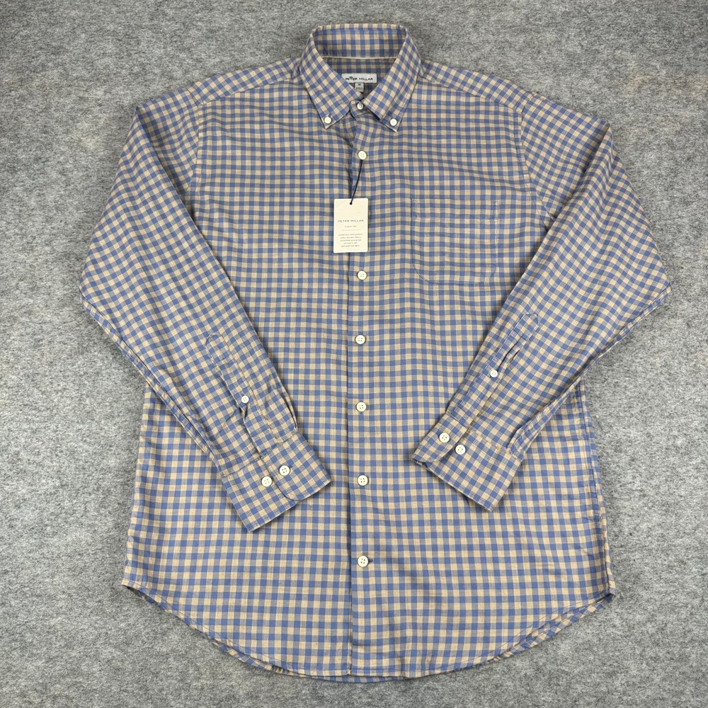 Peter Millar Crown Hamrick Cotton Sport Shirt Button Down Plaid Mens Medium M